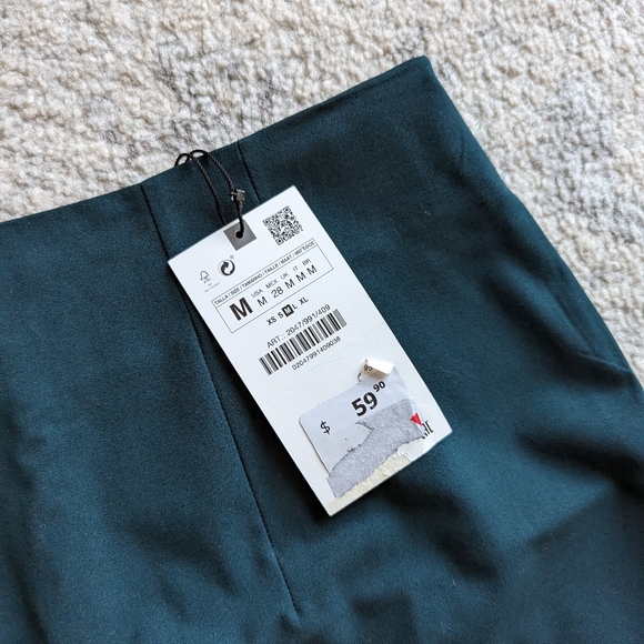 Zara women's viscose skirt dark teal midi length medium - Picture 5 of 7